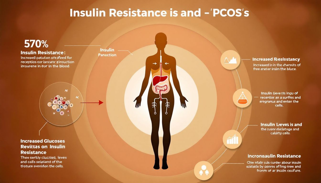 A visual representation of insulin resistance and its effects on PCOS patients.