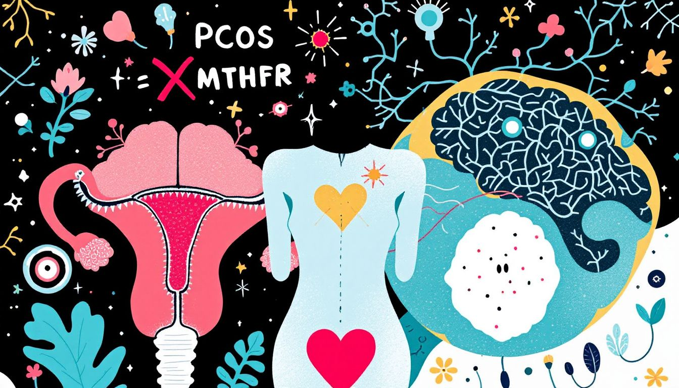 An illustration depicting the relationship between PCOS and MTHFR.