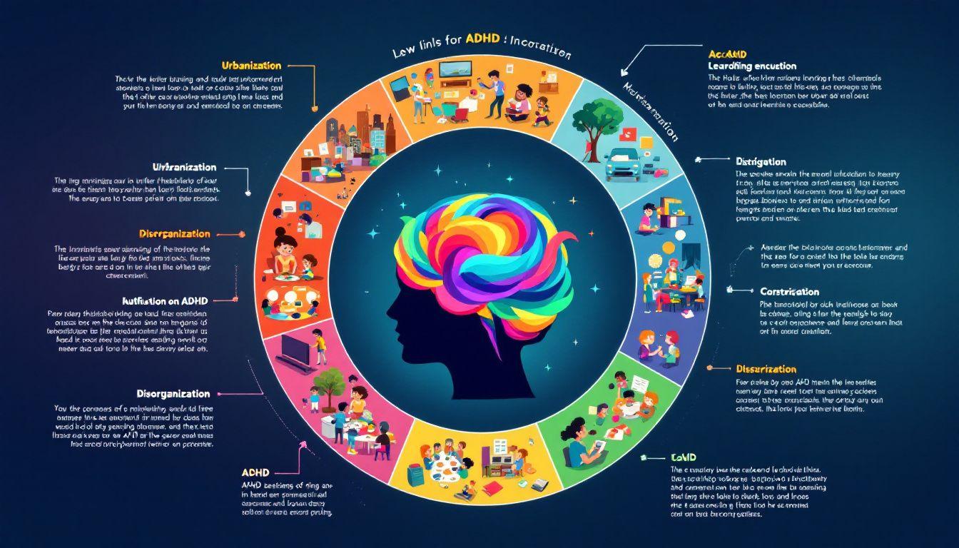 An illustration showing environmental factors affecting ADHD.