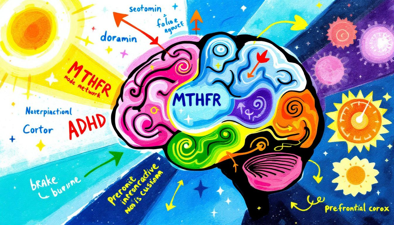 An illustration representing the connection between MTHFR and ADHD symptoms.