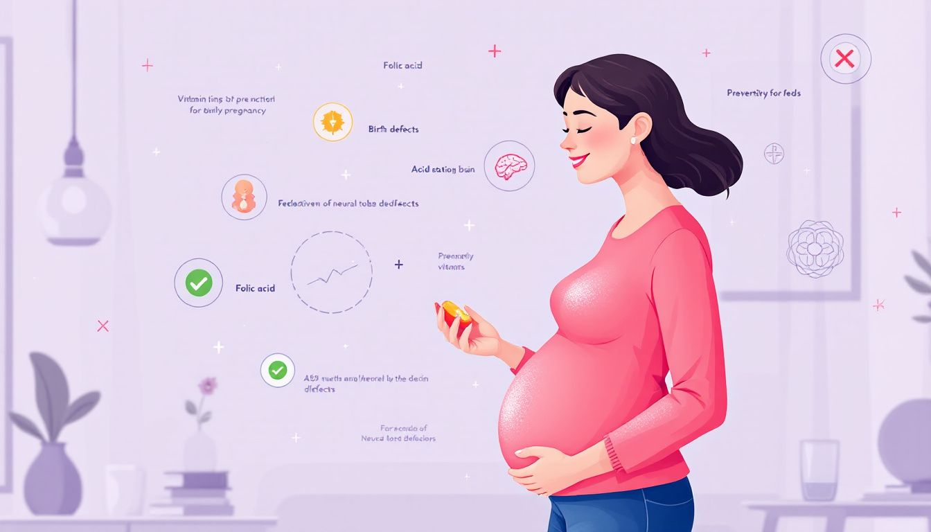 A pregnant woman taking folic acid supplements for a healthy pregnancy.