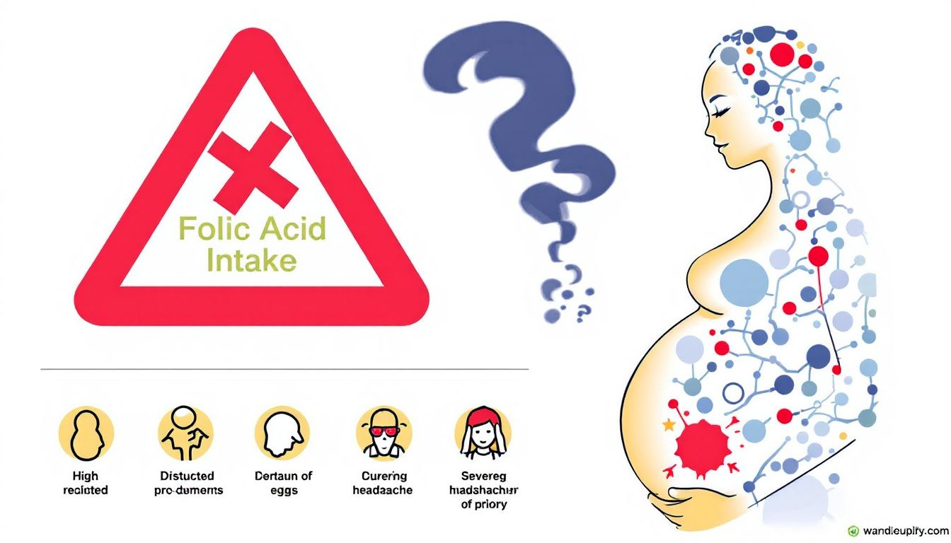 Visual representation of the potential risks of high folic acid intake during pregnancy.