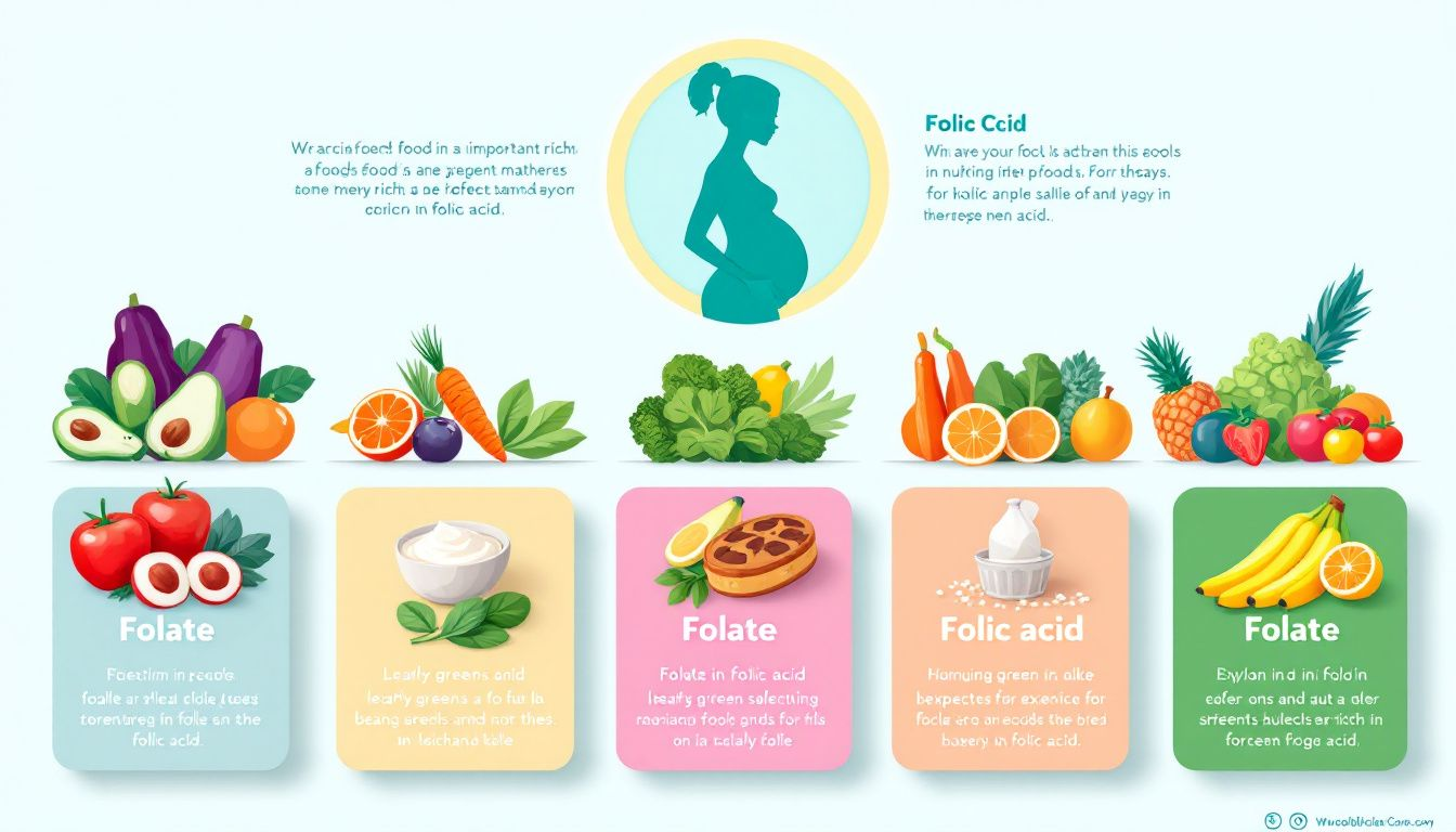 A variety of foods rich in folate and folic acid.