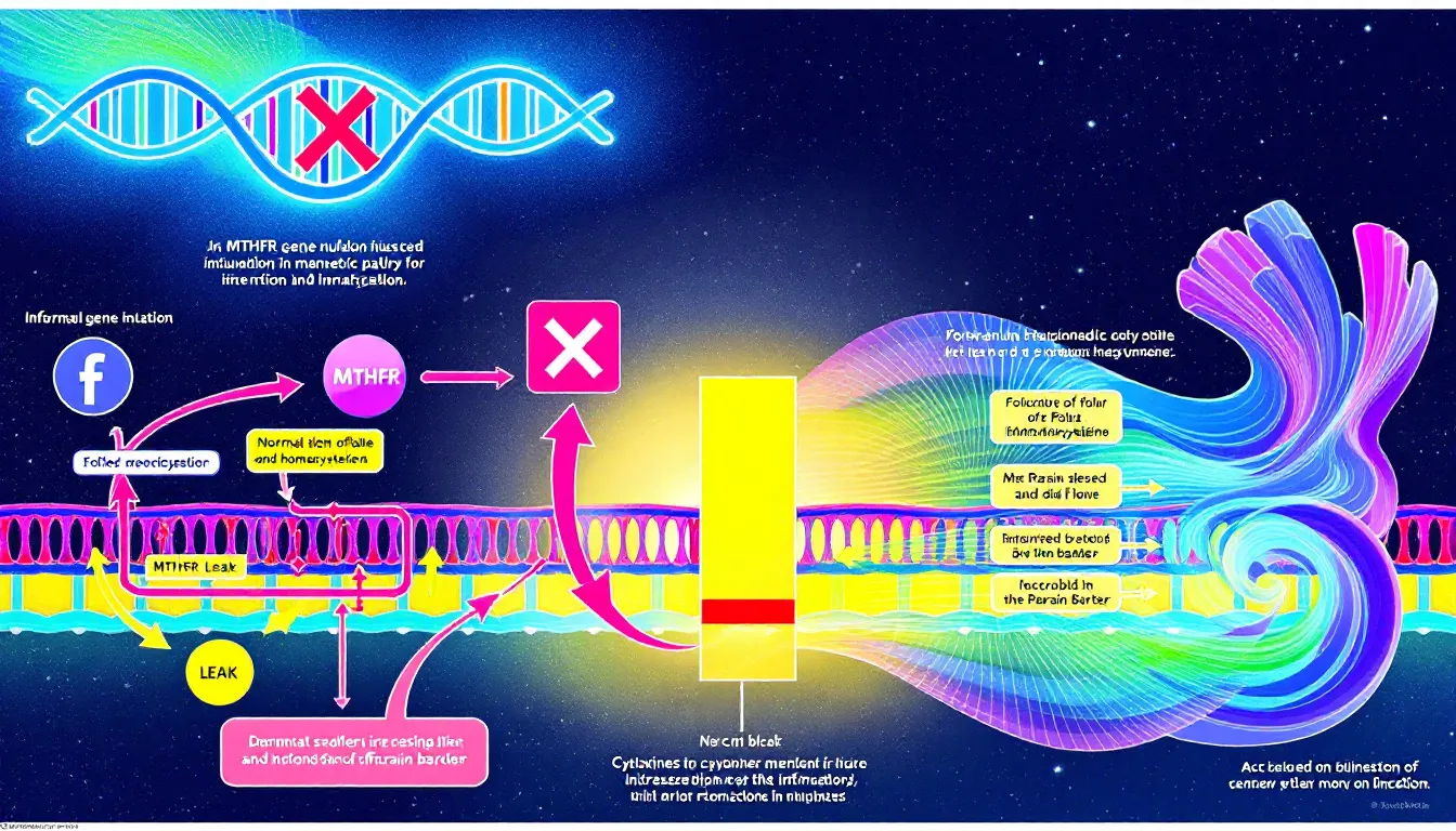 Illustration of MTHFR gene mutations and their impact on inflammation.